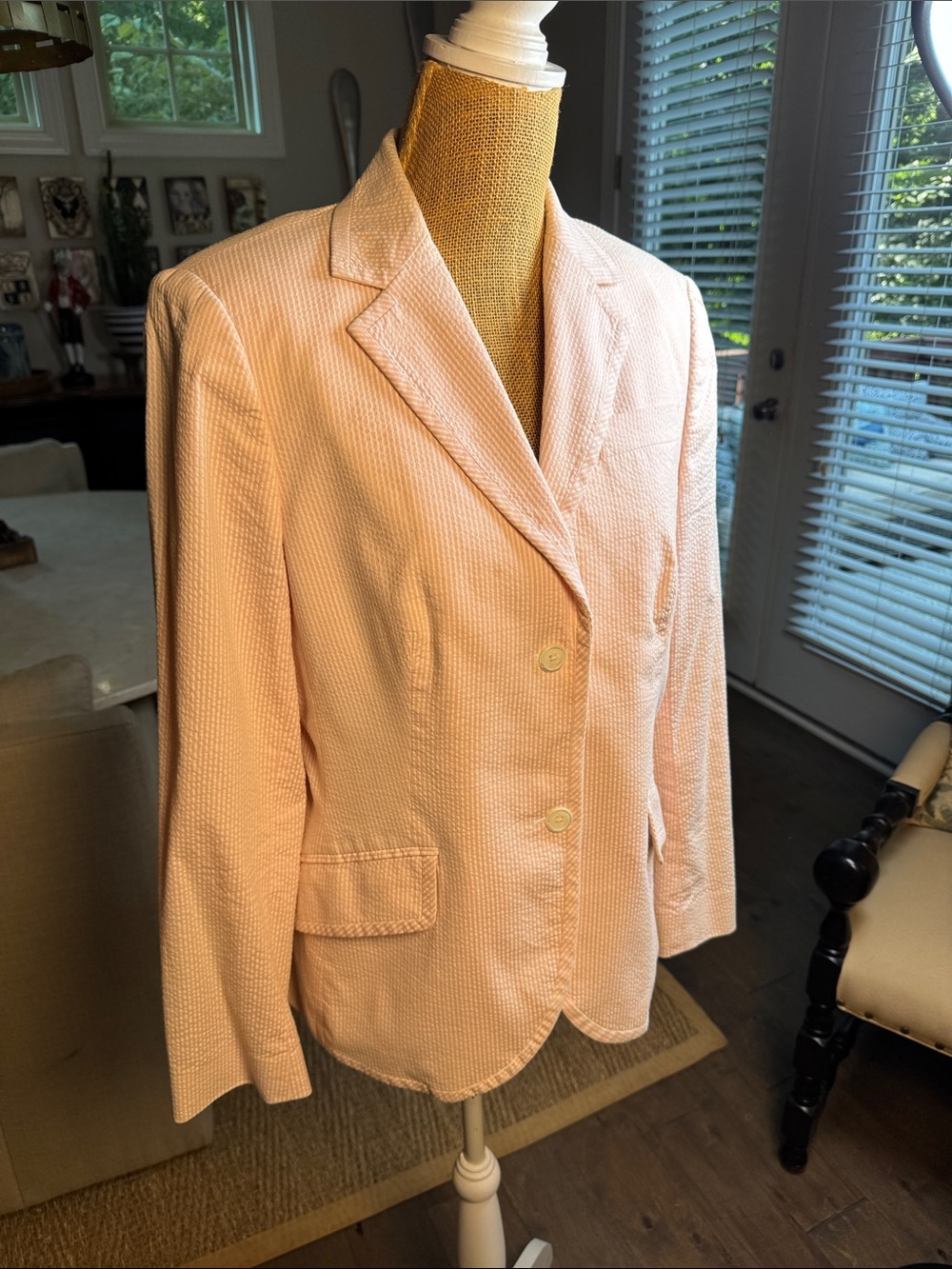Brooks Brothers Light Pink Women's Seersucker Blazer Jacket 12